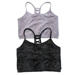 MTA Sport Bras‎ Women's Large 2 pack Yoga tops purple black grey Nwot